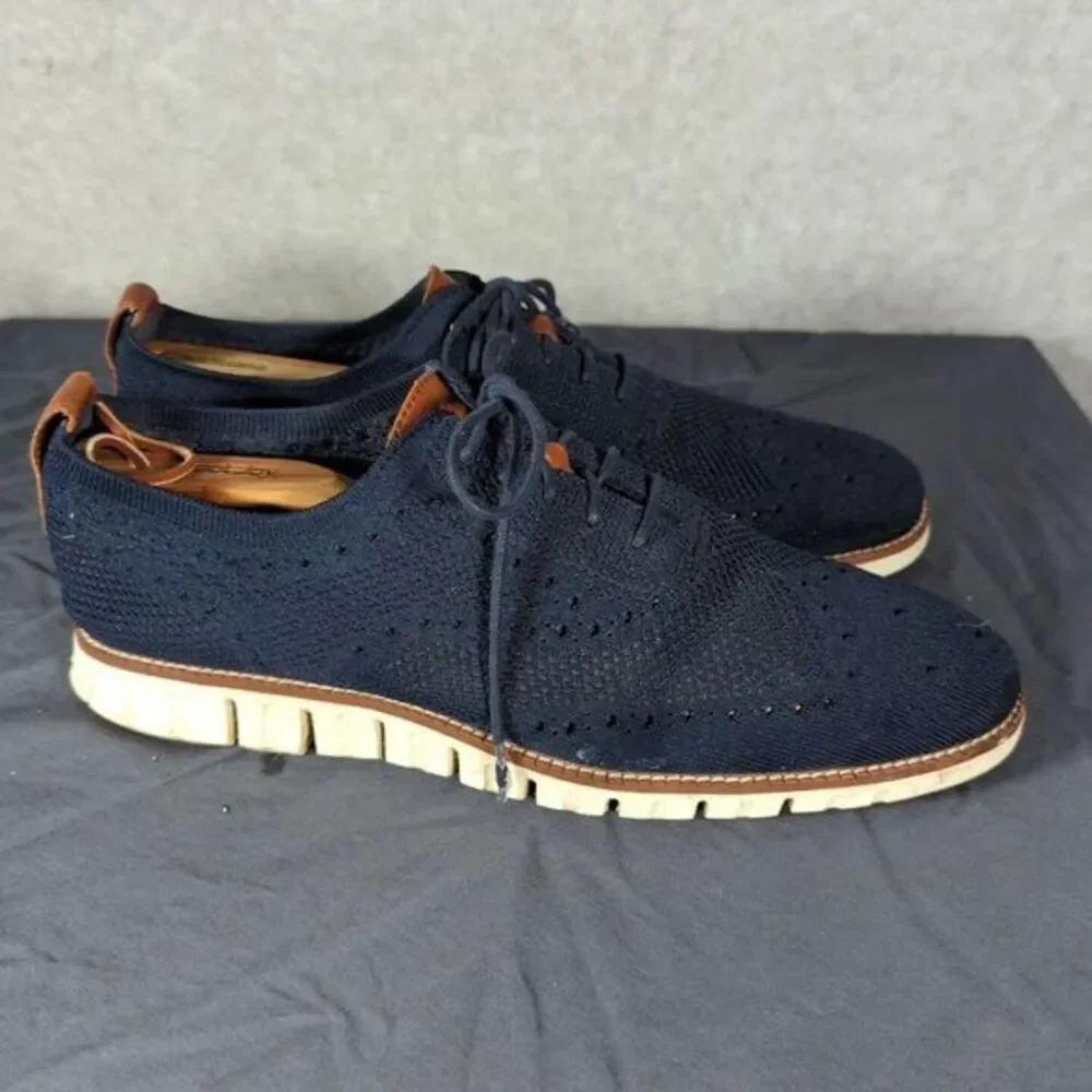 Cole Haan Zerogrand Stitchlite‎ Wingtip Oxford Shoes Marine Blue C24947 Men's 11
